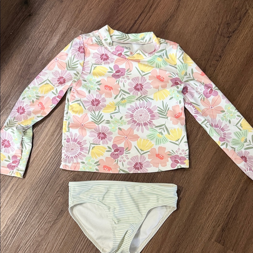 Carter's Floral Long-Sleeve Rashguard Set - Pink, Yellow, Mint